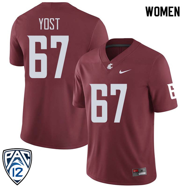 Women #67 Seth Yost Washington State Cougars College Football Jerseys Sale-Crimson